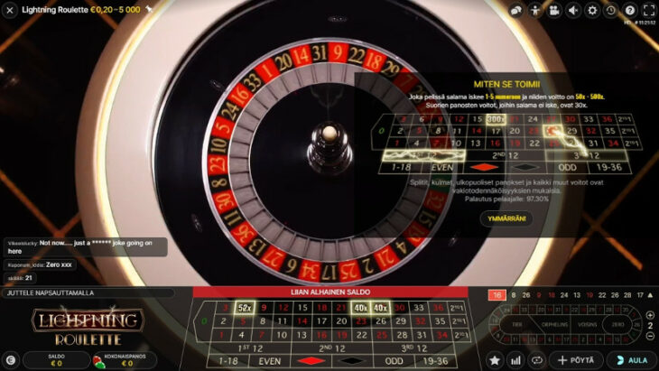 Lightning Roulette nopeatempoinen variaatio ruletista live kasinoilla
